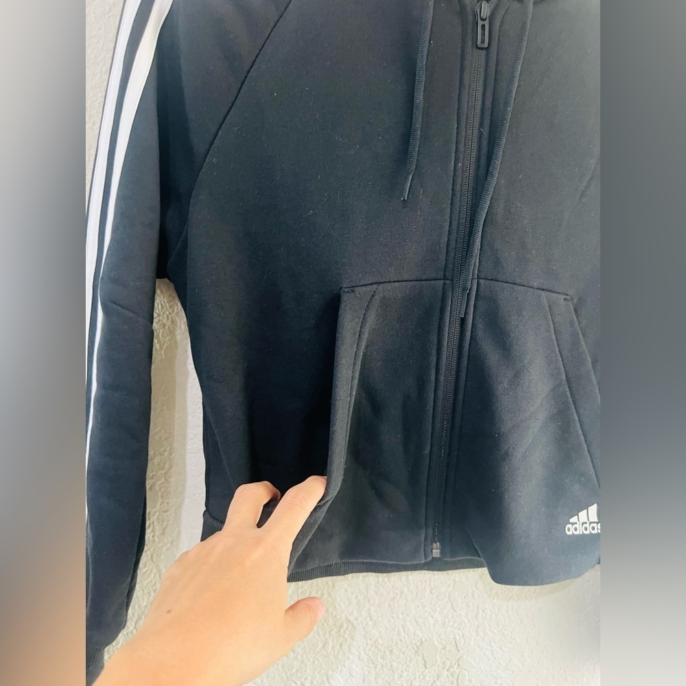 ADIDAS MUST HAVES 3-STRIPES FRENCH TERRY DW9695 black track top XS - Picture 4 of 12